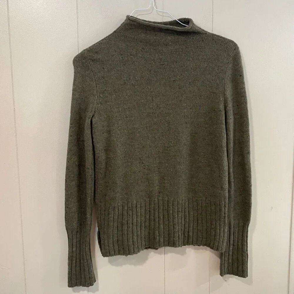 Madewell Mock Neck Sweater XS | Olive Green Ribbed Hem Cozy Knit Pullover